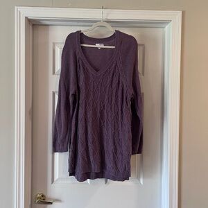 Sonoma Dusty Plum V-Neck Cable Knit Sweater